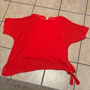 Dana Buchman Vibrant Red Blouse with Tie Detail